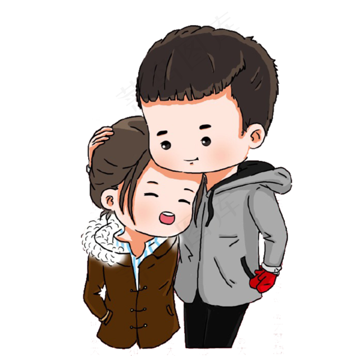 情人节手绘可爱情侣