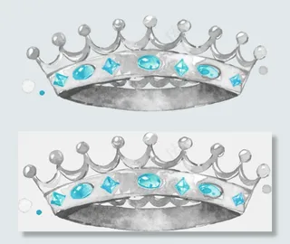 水彩手绘公主银色水晶皇冠,免抠元素