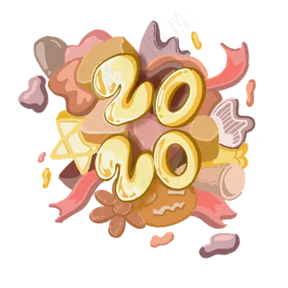 中国风漫画可爱2020新年春节装饰�,免抠元素