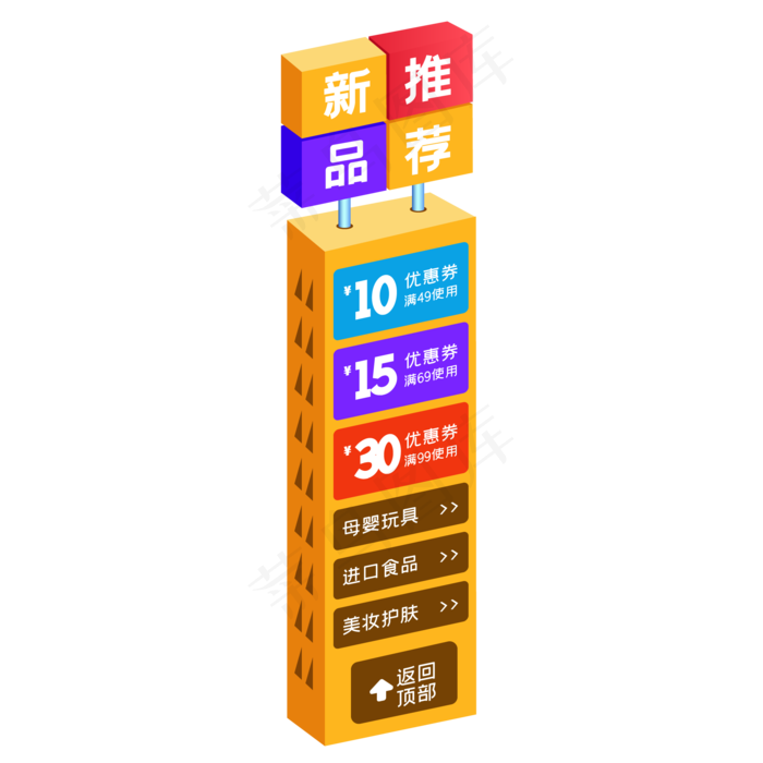 电商侧边悬浮上新导航栏(2000*2000px 300 dpi )ai矢量模版下载