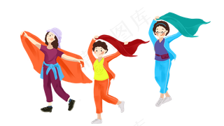 跳广场舞的妇女卡通设计,免抠元素