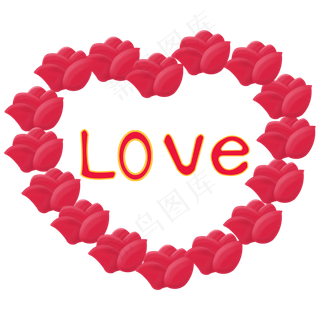 手绘情人节心形玫瑰花