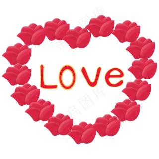 手绘情人节心形玫瑰花