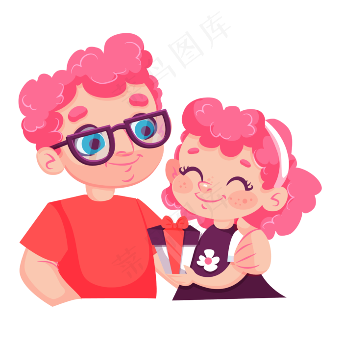 卡通父女矢量素材