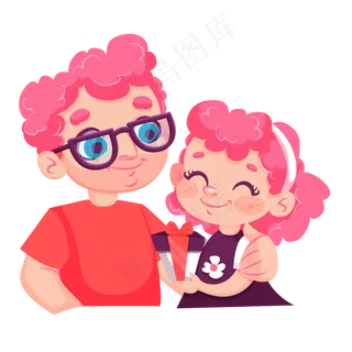 卡通父女矢量素材