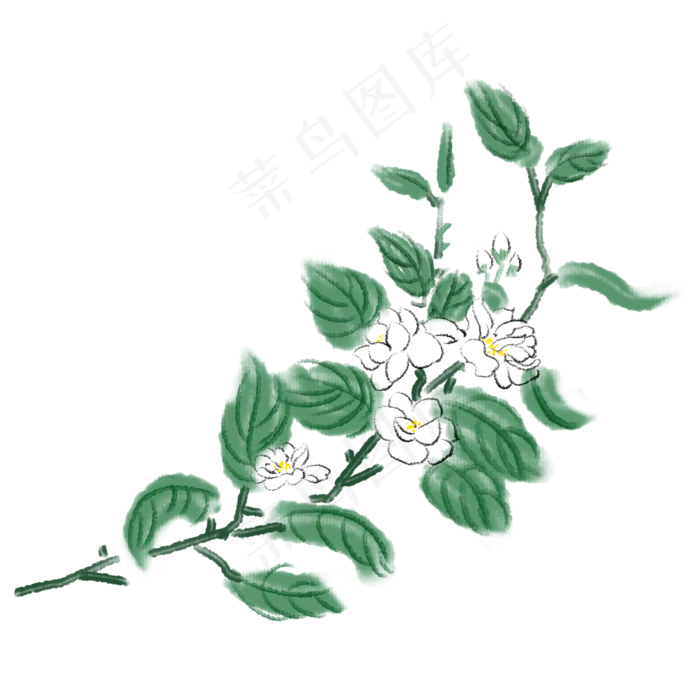中国风古典绿色植物(2000X2000(DPI:300))psd模版下载