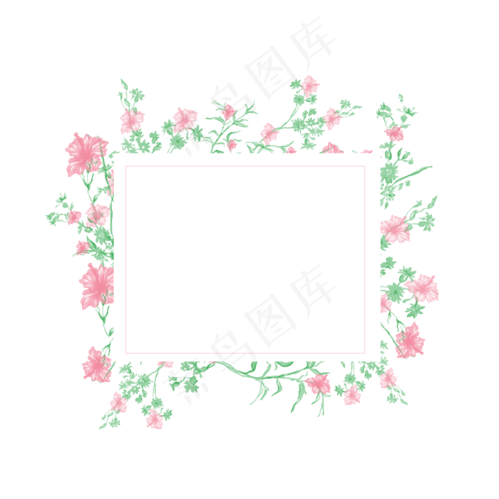 夏日边框花朵花纹边框(2000X2000(DPI:300))psd模版下载