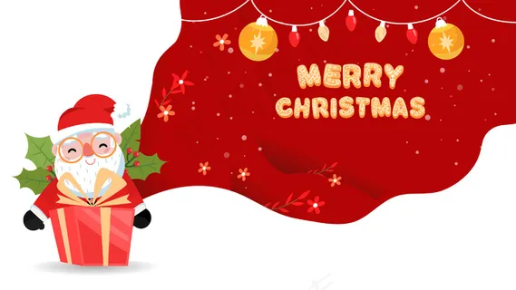 圣诞节圣诞老人送礼物庆祝扁平手机页面配图 圣诞节圣诞老人送礼物庆祝扁平手机页面配图