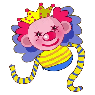 戴王冠红蓝头发的小丑