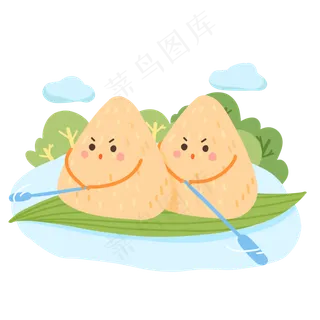 夏季粽子龙舟手绘