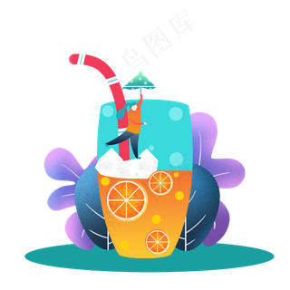 扁平风大暑喝冰饮