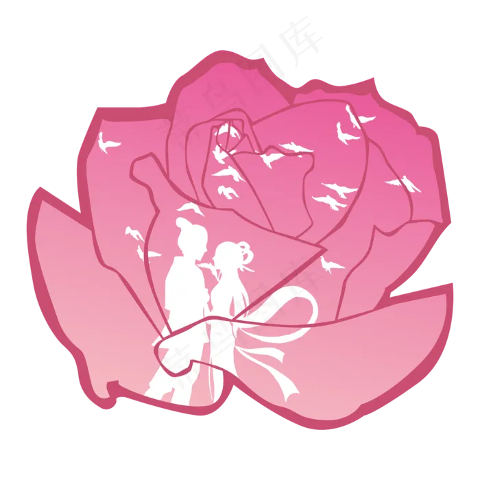 七夕情人节玫瑰花里的牛郎织女三,免抠元素