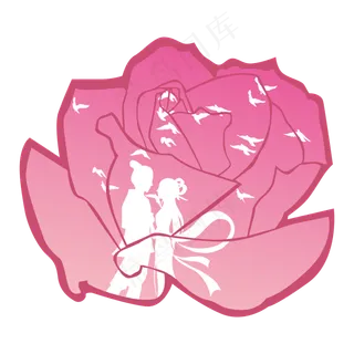 七夕情人节玫瑰花里的牛郎织女三,免抠元素