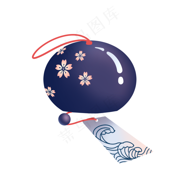 日式樱花彩釉风铃(2000X2000(DPI:300))psd模版下载