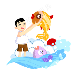 夏天小河快乐游戏抓鱼