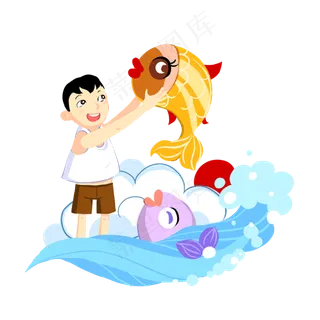 夏天小河快乐游戏抓鱼