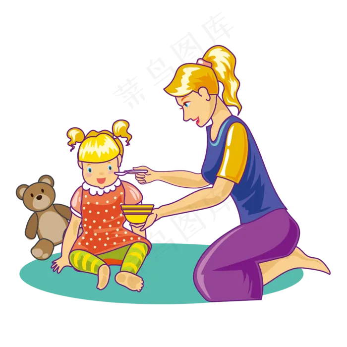 奶孩子吃饭的妈妈矢量素材(550X550)eps,ai矢量模版下载