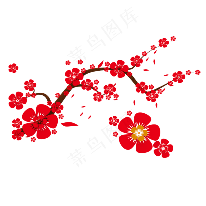 红色剪纸花朵,免抠元素