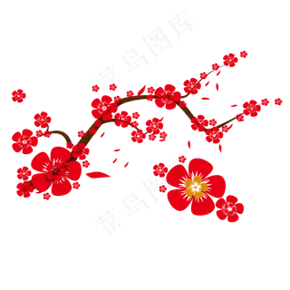 红色剪纸花朵,免抠元素