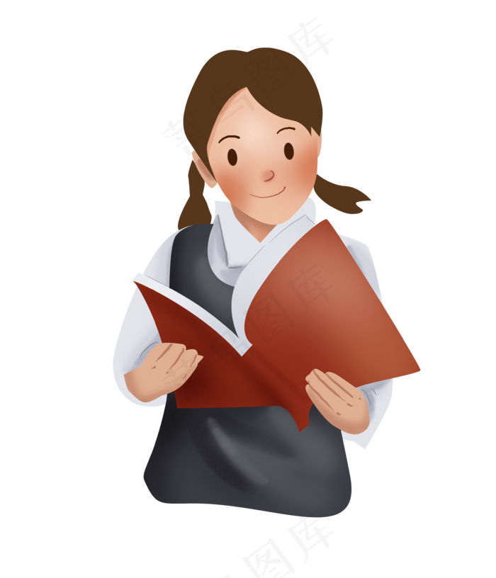 认真看书的小女孩