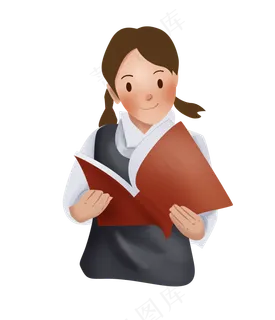 认真看书的小女孩