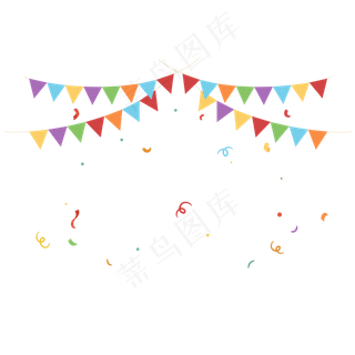 卡通矢量节日小彩旗元素,免抠元素