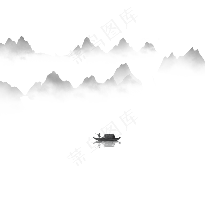云雾水墨山水中国风(2000X2000(DPI:300))psd模版下载
