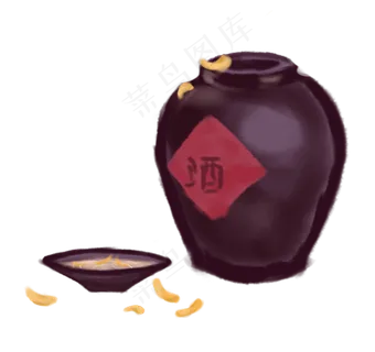 重阳古风菊花酒PNG小物,免抠元素