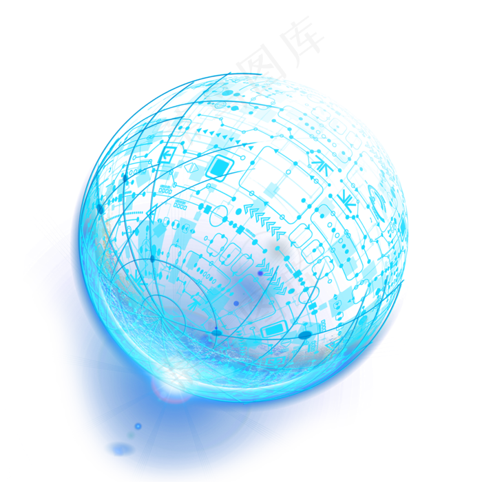 蓝色科技交互线条球体插画