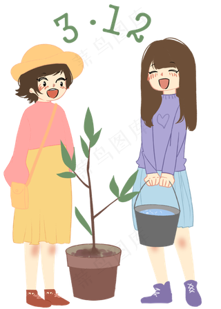 植树节人物和树木