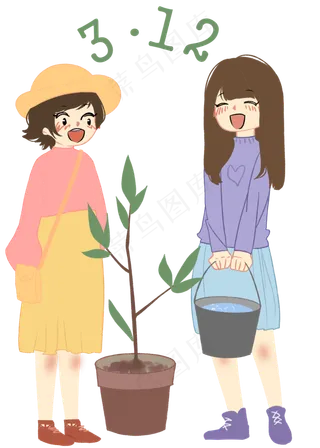 植树节人物和树木