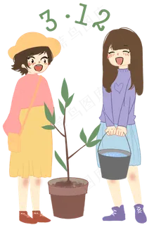 植树节人物和树木 植树节人物和树木