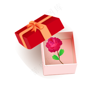矢量手绘卡通礼盒玫瑰