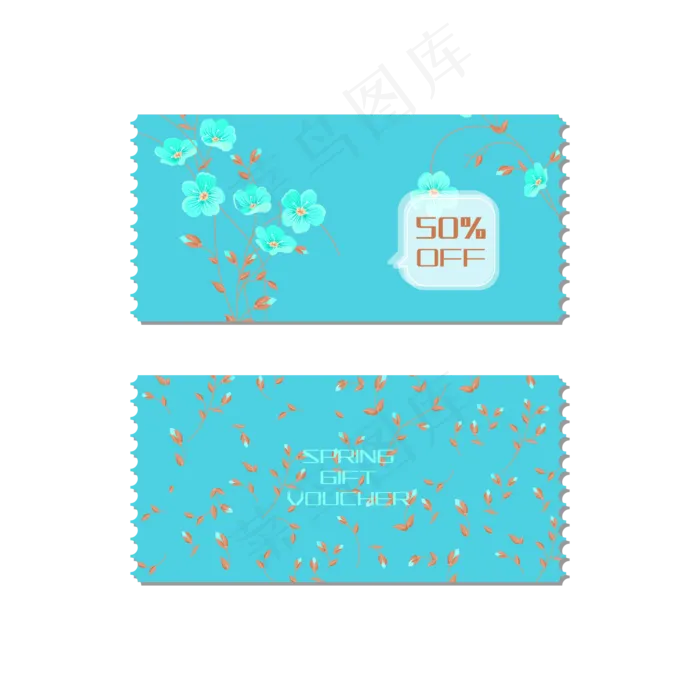 蓝色优惠券(2000*2000px 300 dpi )ai矢量模版下载