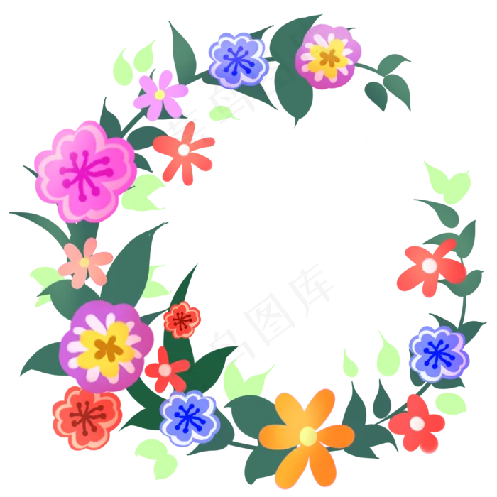 五颜六色花朵的花藤(2480X2480(DPI:299))psd模版下载