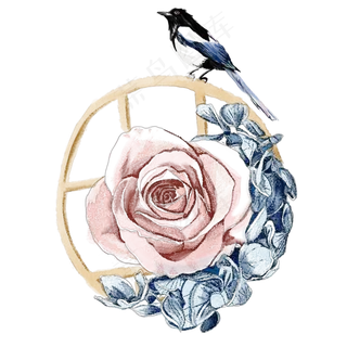 节日喜庆手绘水彩精致玫瑰可商用