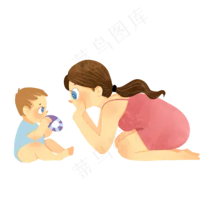 妈妈和孩子一起对视玩耍,免抠元素