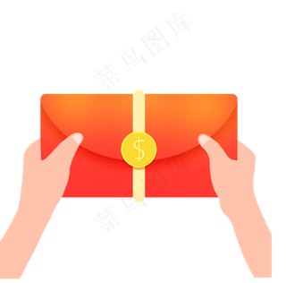新年红色系矢量商业双手拿红包免,免抠元素