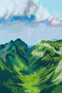 油画风景天空远景树林