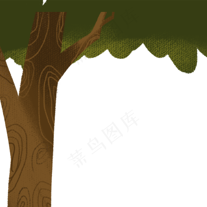 卡通春天绿叶大树