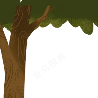 卡通春天绿叶大树