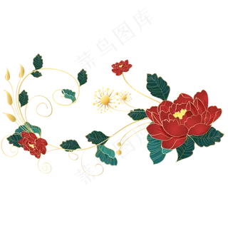 国潮中国风花朵装饰,免抠元素 国潮中国风花朵装饰,免抠元素