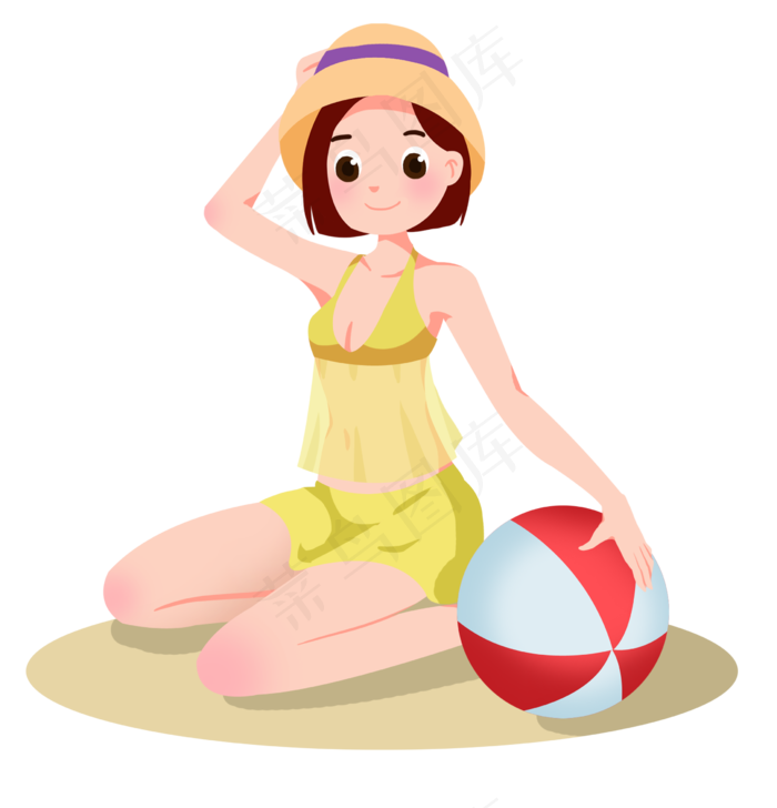夏至沙滩球女孩