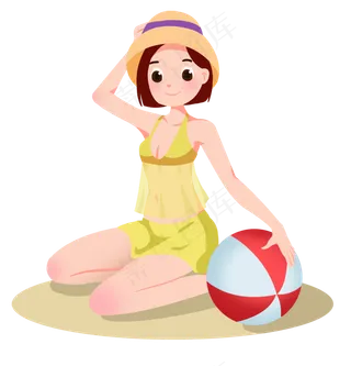 夏至沙滩球女孩