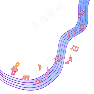 彩色音符星河五线谱,免抠元素