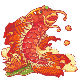 中国风大红鲤鱼,免抠元素