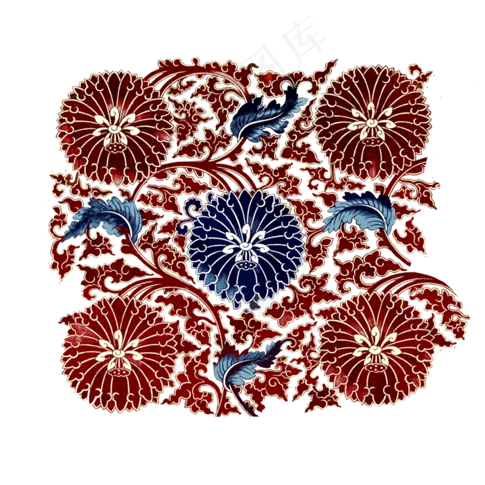 中式青花瓷团花精致,免抠元素(3500*3500px 300 dpi )psd模版下载