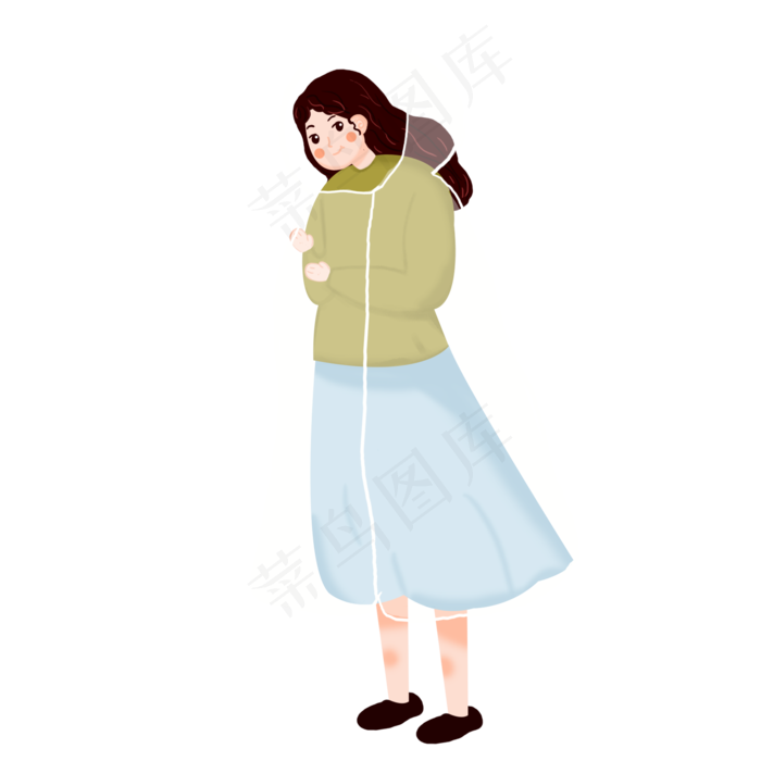 卡通雨水节气女孩PNG素材,免抠元素