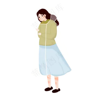 卡通雨水节气女孩PNG素材,免抠元素