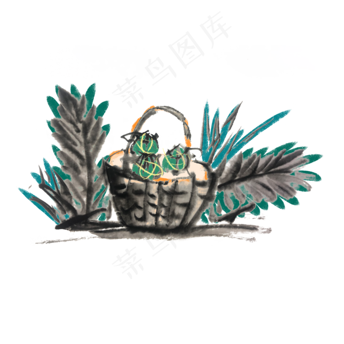 端午节吃粽子手绘(4000X4000(DPI:300))psd模版下载
